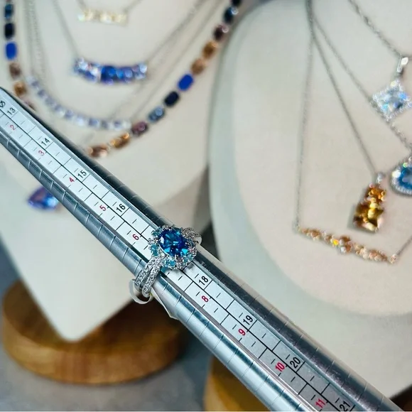 Bomb Party Dazzling Lab Created Blue Spinel with Cubic Zirconia Ring Size 7 - Picture 7 of 10